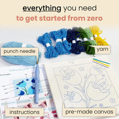 Punch Needle DIY Kit- 10" Square Floral Art