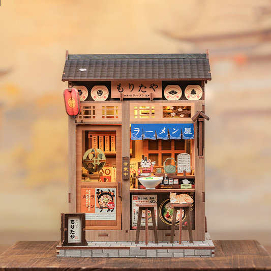 DIY wooden Book Nook kit - 'Morita-Ya' miniature Japanese ramen shop model for bookshelf decoration